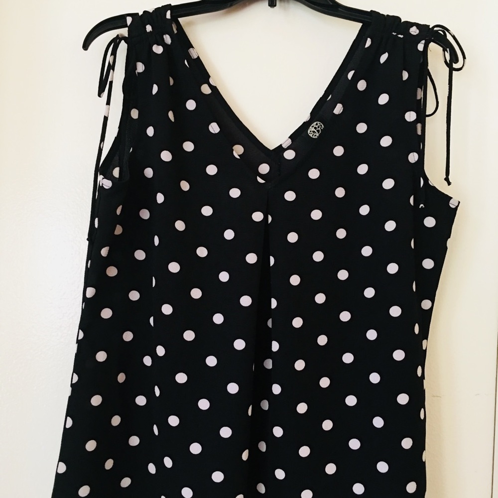 Bobeau Polka Dot Sleeveless Blouse